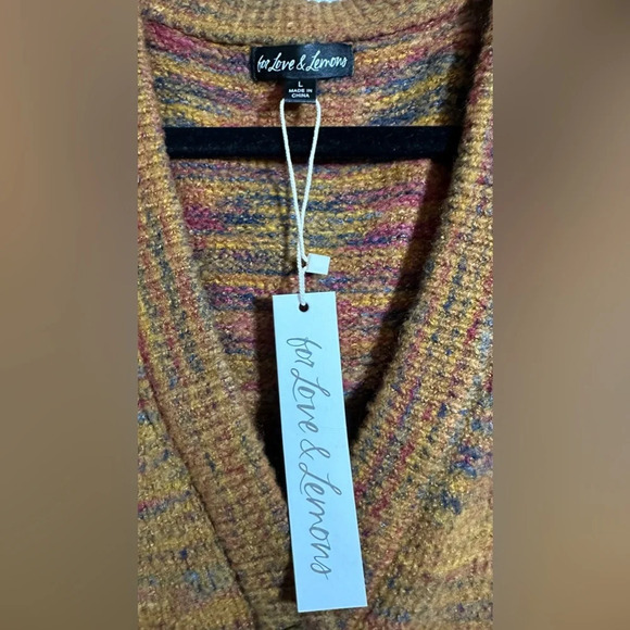 NWT For Love & Lemons Button Up Cropped Sweater Vest Space Dye Size Large - Picture 12 of 15